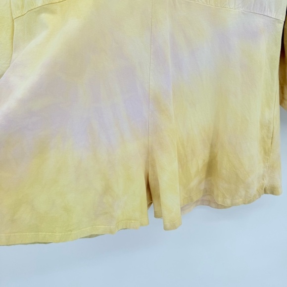 Zara NEW Yellow Tie-Dye Playsuit Jumpsuit Puff Sleeve V-Neck Size M - Picture 13 of 14